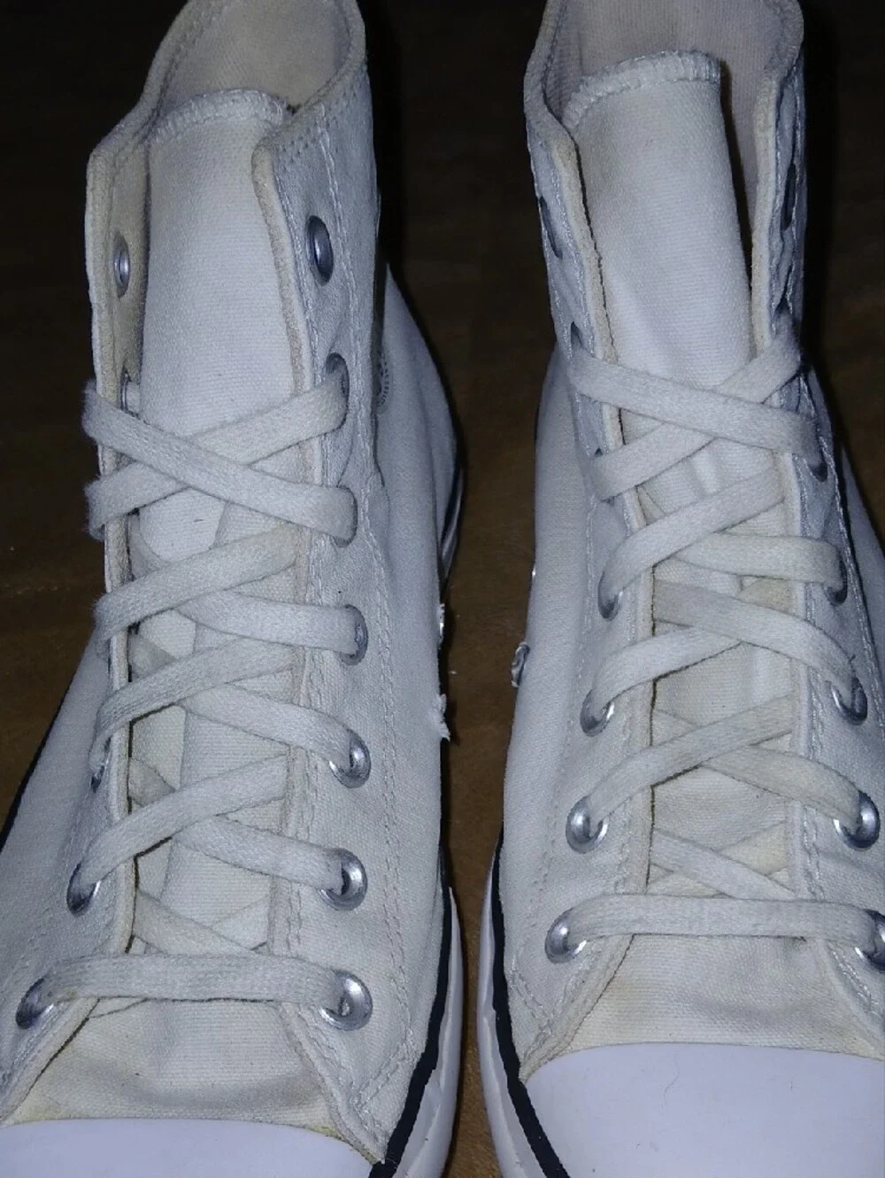 Converse White High Top All Star Platform Sneakers with Black Trim Sz: 8.5